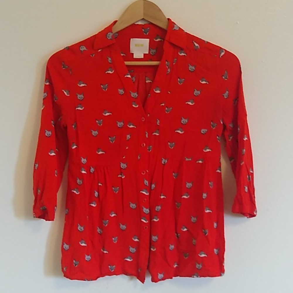 Maeve Fox Print Blouse